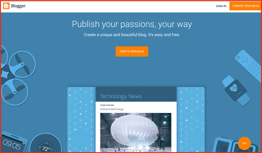 صورة لـ ما هي أفضل منصات التدوين: الدليل النهائي (4 خيارات) | BlogSpot-Free-Blog-min-DzTechs