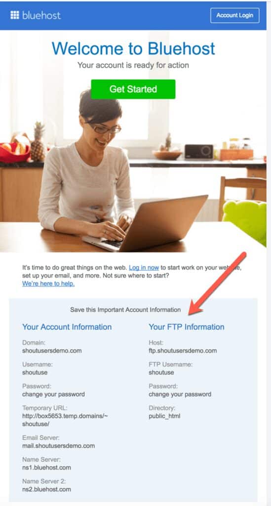 صورة لـ كيفية شراء استضافة لموقع الويب مع اسم نطاق مجاني لمدونة WordPress الخاصة بك | Bluehost_account_information_549x1024-vZcZmhgs-DzTechs
