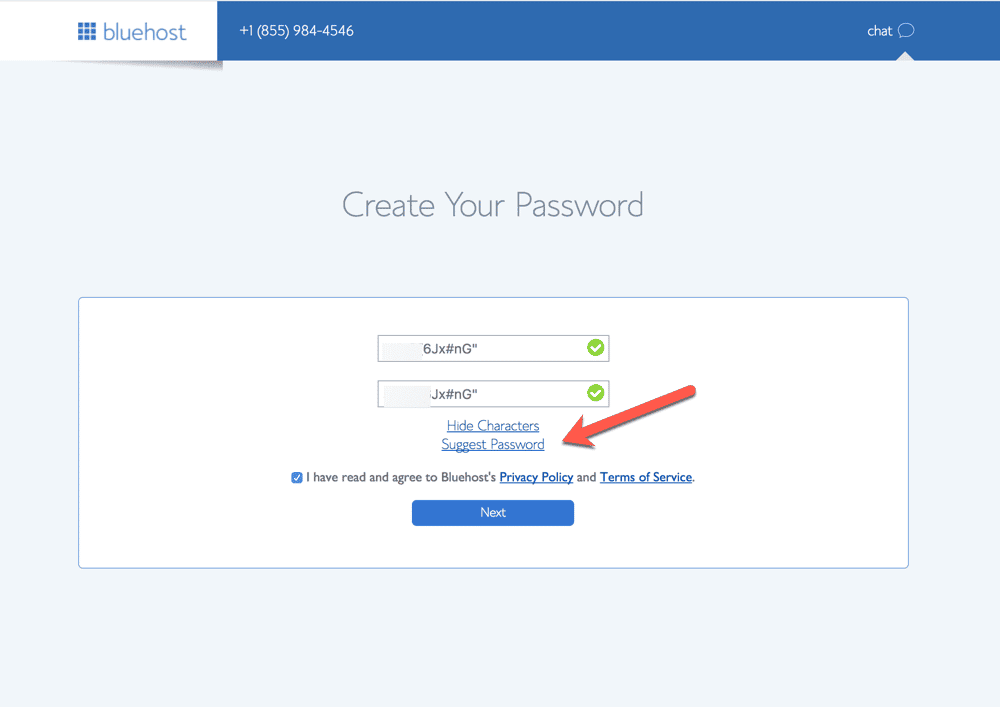 صورة لـ كيفية شراء استضافة لموقع الويب مع اسم نطاق مجاني لمدونة WordPress الخاصة بك | Bluehost_password-ZvcZmhgs-DzTechs