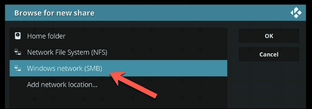 صورة لـ كيفية توصيل جهاز Xbox بجهاز كمبيوتر يعمل بنظام Windows | Kodi-Xbox-Select-Network-Location-DzTechs