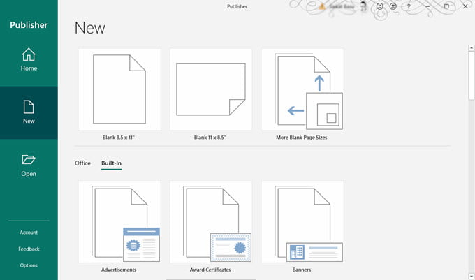 صورة لـ ما هو Microsoft Publisher؟ دليل المبتدئين | Microsoft-Publisher-Backstage-View-DzTechs