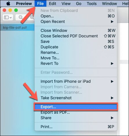 صورة لـ كيفية ضغط ملف PDF على نظامي Windows و Mac | Preview-File-Export-1-DzTechs