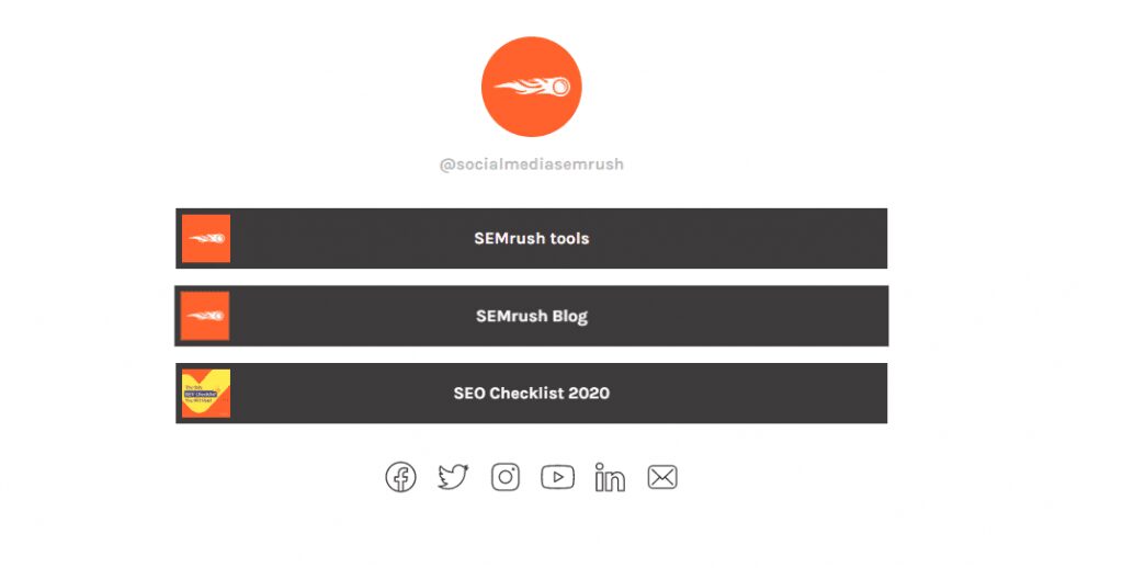 صورة لـ أفضل النصائح العملية لزيادة تفاعل Instagram وزيادة الزيارات إلى موقع الويب الخاص بك | SEMrush_Linktree_page_1024x518-2YHsmhgs-DzTechs