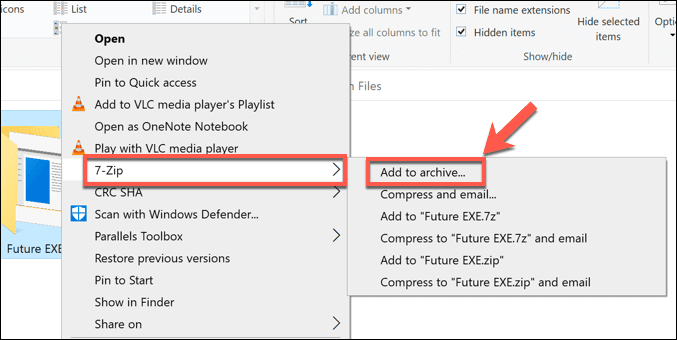 صورة لـ ما هو الملف القابل للتنفيذ وكيفية إنشاء واحد | Windows-7Zip-Add-To-Archive-DzTechs