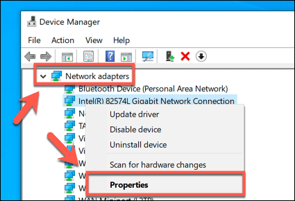 صورة لـ كيفية تشغيل الكمبيوتر بنظام Windows 10 عن بُعد | Windows-Device-Manager-Network-Properties-DzTechs