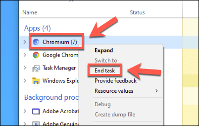 صورة لـ كيفية إلغاء تثبيت متصفح Chromium على Windows 10 | Windows-Task-Manager-End-Chromium-DzTechs