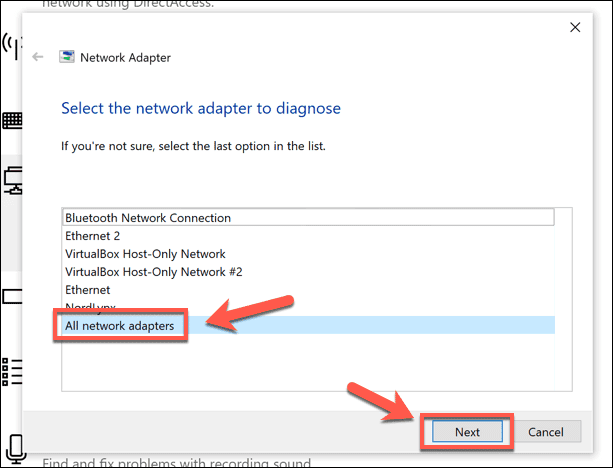 صورة لـ كيفية إعادة تعيين إعدادات الشبكة في نظام التشغيل Windows 10 | Windows-Troubleshoot-Choose-Adapter-DzTechs