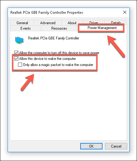 صورة لـ كيفية تشغيل الكمبيوتر بنظام Windows 10 عن بُعد | Windows-WOL-Magic-Packet-Power-Settings-DzTechs
