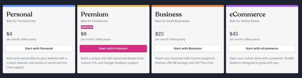 صورة لـ مقارنة بين WordPress.com و WordPress.org: ما الفرق؟ أيهما يجب أن تستخدم؟ | WordPress_com_pricing_1024x267-DjTRmhgs-DzTechs