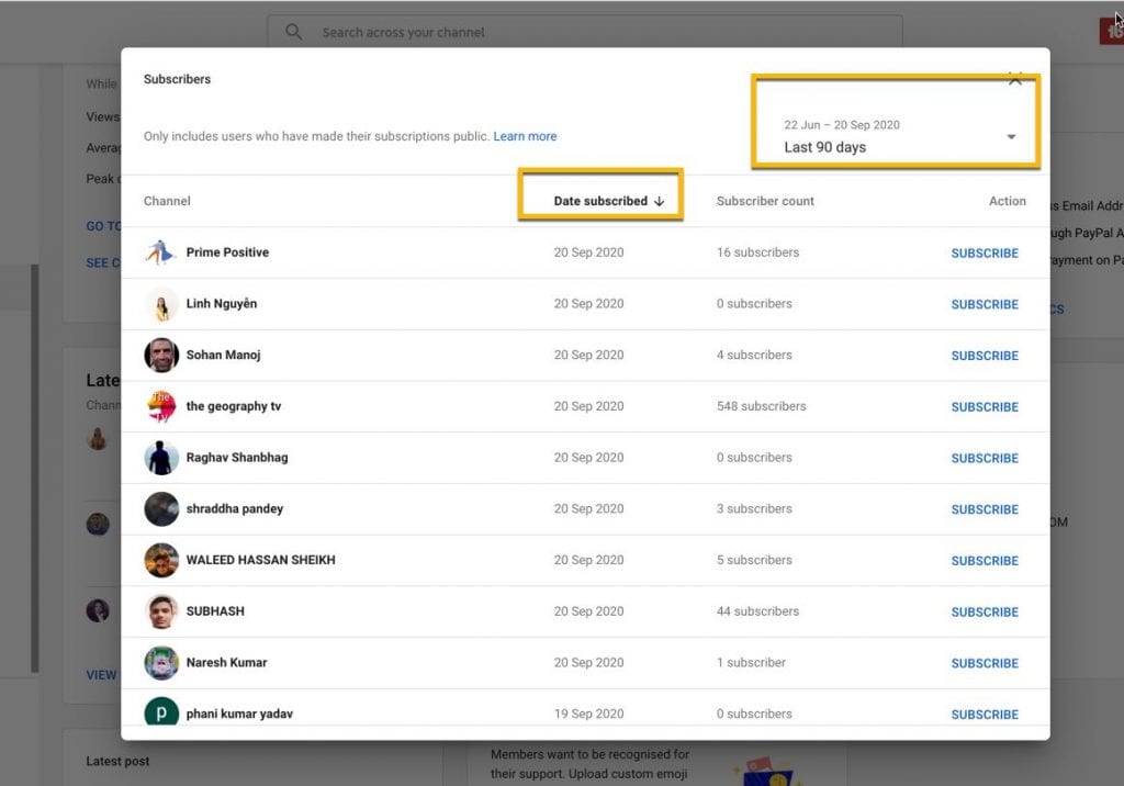 صورة لـ أفضل أفكار المسابقات في YouTube لمُنشئي المحتوى | YouTube-recent-followers-1024x716-min-DzTechs