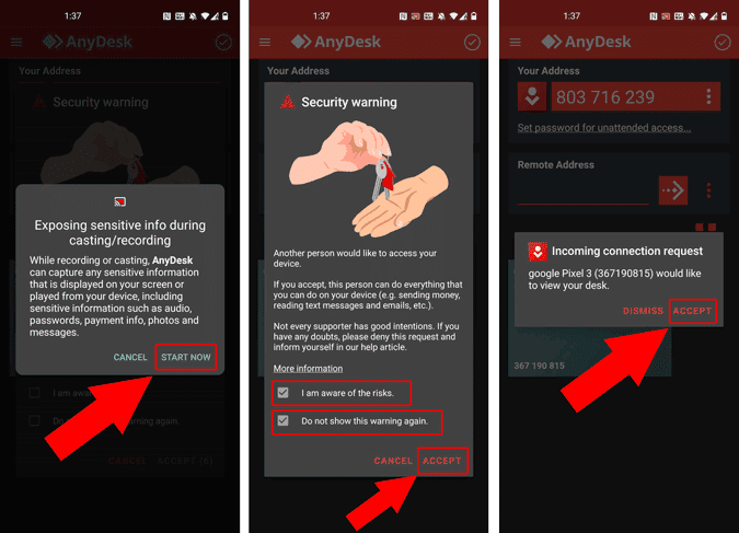 صورة لـ كيفية الوصول إلى هاتف Android من هاتف Android آخر | accept_connection_on_anydesk_remote_device-u1xN1ggs-DzTechs