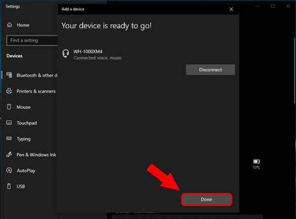 صورة لـ كيفية توصيل سماعات الرأس Sony WH1000-XM4 بجهازين | connect-sony-xm4-to-windows-585x432-min-DzTechs