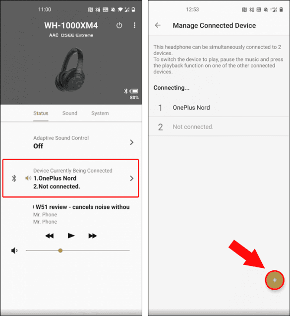 صورة لـ كيفية توصيل سماعات الرأس Sony WH1000-XM4 بجهازين | connect-xm4-to-second-device-585x637-min-DzTechs