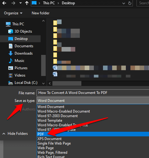 صورة لـ كيفية تحويل مستند Word إلى PDF بعدة طرق | convert-word-document-to-pdf-file-type-save-as-dialog-pdf-DzTechs