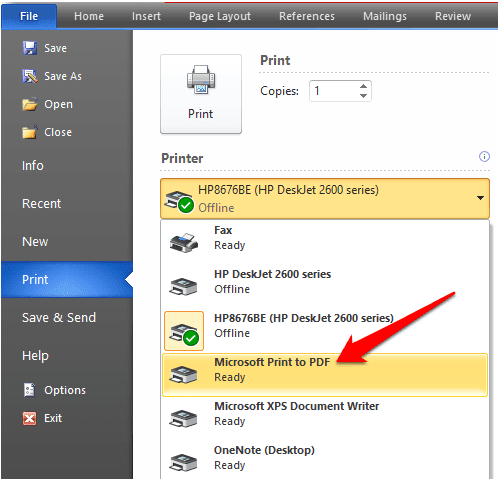 صورة لـ كيفية تحويل مستند Word إلى PDF بعدة طرق | convert-word-document-to-pdf-printer-microsoft-print-to-pdf-option-DzTechs