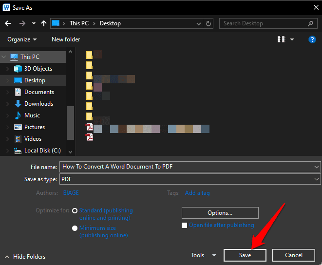 صورة لـ كيفية تحويل مستند Word إلى PDF بعدة طرق | convert-word-document-to-pdf-title-location-save-DzTechs