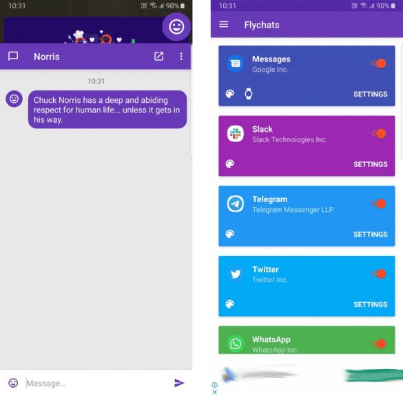 صورة لـ كيفية الحصول على فقاعات الدردشة لـ Android 11 على أي هاتف | flychat-585x574-min-DzTechs