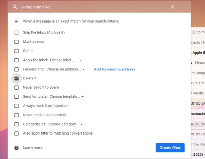 صورة لـ كيفية أتمتة الأشياء المُملة – 6 طرق لجعل الحياة بسيطة | gmail-delete-filter3-DzTechs