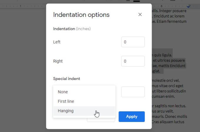 صورة لـ كيفية استخدام مُحرّر مستندات Google: دليل المبتدئين الكامل | hanging-indent-DzTechs