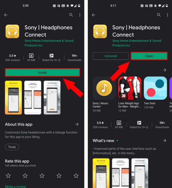 صورة لـ كيفية توصيل سماعات الرأس Sony WH1000-XM4 بجهازين | install-sony-headphones-app-585x637-min-DzTechs