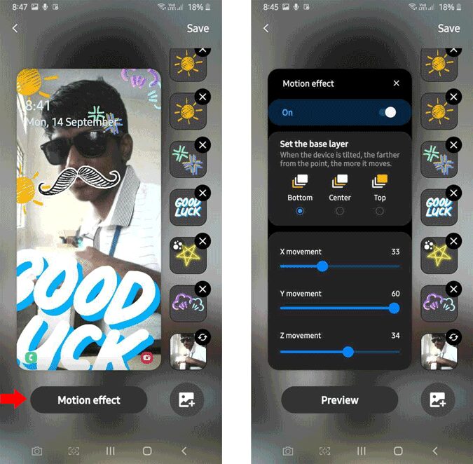 صورة لـ كيفية إنشاء خلفيات حية على هواتف Samsung | motion-effects-DzTechs