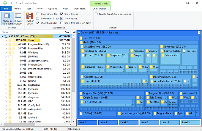 صورة لـ أفضل تطبيقات تحليل مساحة القرص للعثور على الجيجابايت المفقودة | treesize-free-disk-analyzer-DzTechs