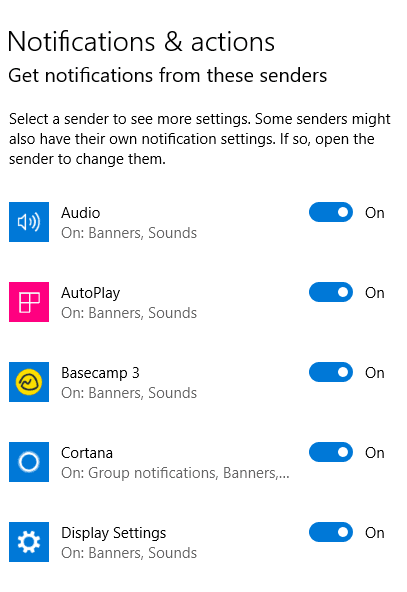 صورة لـ كيفية تعطيل الإشعارات في نظام التشغيل Windows 10 | turn-off-notifications-windows-10-notifications-actions-toggles-DzTechs