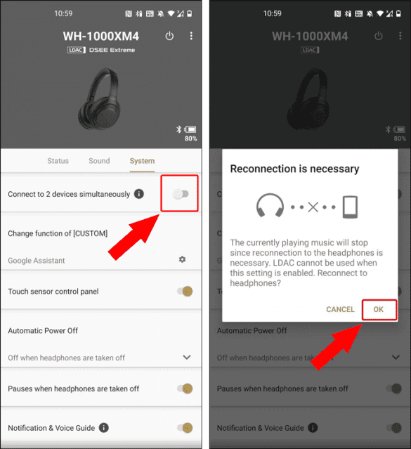صورة لـ كيفية توصيل سماعات الرأس Sony WH1000-XM4 بجهازين | turn-on-2-devices-simultaneously-sony-headphones-585x639-min-DzTechs