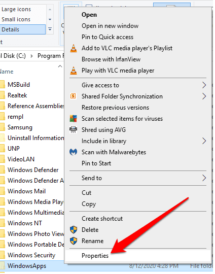 صورة لـ ماذا تفعل إذا لم يفتح Microsoft Store في نظام التشغيل Windows 10 | windows-store-not-opening-windowsapps-folder-properties-DzTechs