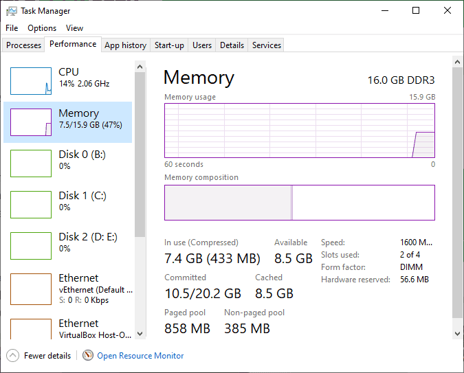 صورة لـ ما هو ملف PageFile.sys في نظام التشغيل Windows 10؟ | windows-task-manager-installed-ram-DzTechs