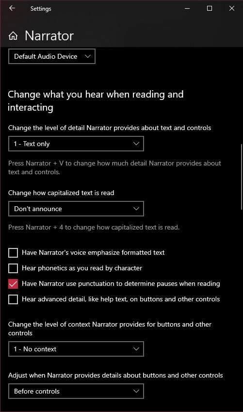 صورة لـ | Narrator-Settings