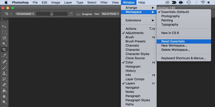 صورة لـ كيفية إعادة تعيين مظهر Adobe Photoshop إلى الوضع الافتراضي | reset_workspace_photoshop-Yb4quigs