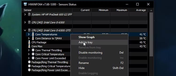 صورة لـ كيفية التحقق من درجة حرارة وحدة المعالجة المركزية على الكمبيوتر | windows-temps-hwinfo-add