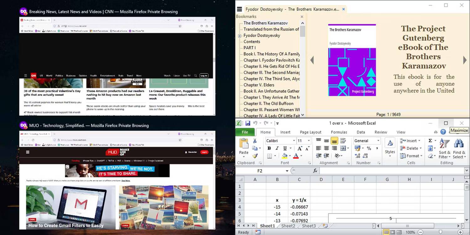 صورة لـ كيفية تقسيم الشاشة في Windows 10 إلى العديد من النوافذ | windows-split-screen-keyboard-four-three-windows