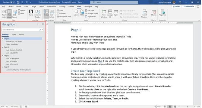 صورة لـ كيفية نقل الصفحات وإعادة تنظيمها وإعادة ترتيبها في Microsoft Word | 1JA4shbrxy878GnHyh2iLEQ-DzTechs