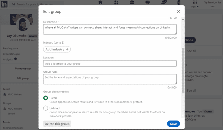 صورة لـ كيفية إنشاء وحذف مجموعة LinkedIn: دليل خطوة بخطوة | 1LFPHUI6iNERWIEgAT4k2Lg-DzTechs