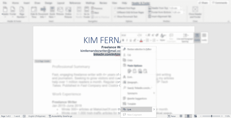 صورة لـ بعض النصائح على Microsoft Word لتحسين سيرتك الذاتية القديمة | 1GqgvVFTfcZ0AtzEEzraGnA-DzTechs