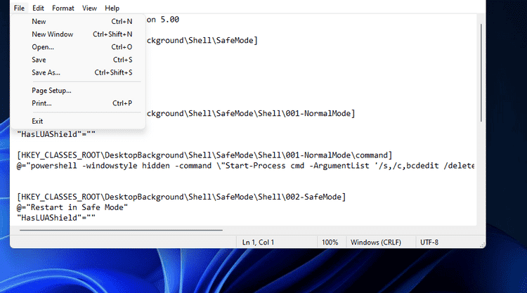صورة لـ كيفية إضافة خيار الوضع الآمن إلى قائمة السياق في Windows 11 | 1alEhVgyXouccrb-mkbGTfg-DzTechs