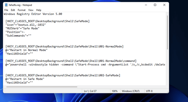 صورة لـ كيفية إضافة خيار الوضع الآمن إلى قائمة السياق في Windows 11 | 1cEq25O_LAVjA8e3Qq_6qQw-DzTechs
