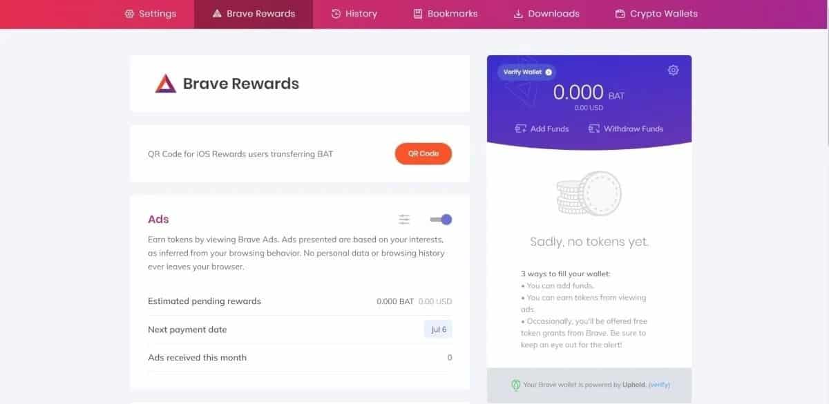 صورة لـ كيفية استخدام مُتصفح Brave لكسب العُملات المُشفرة مجانًا | 1BkFUtLay6DR5yEmshiD83g-DzTechs