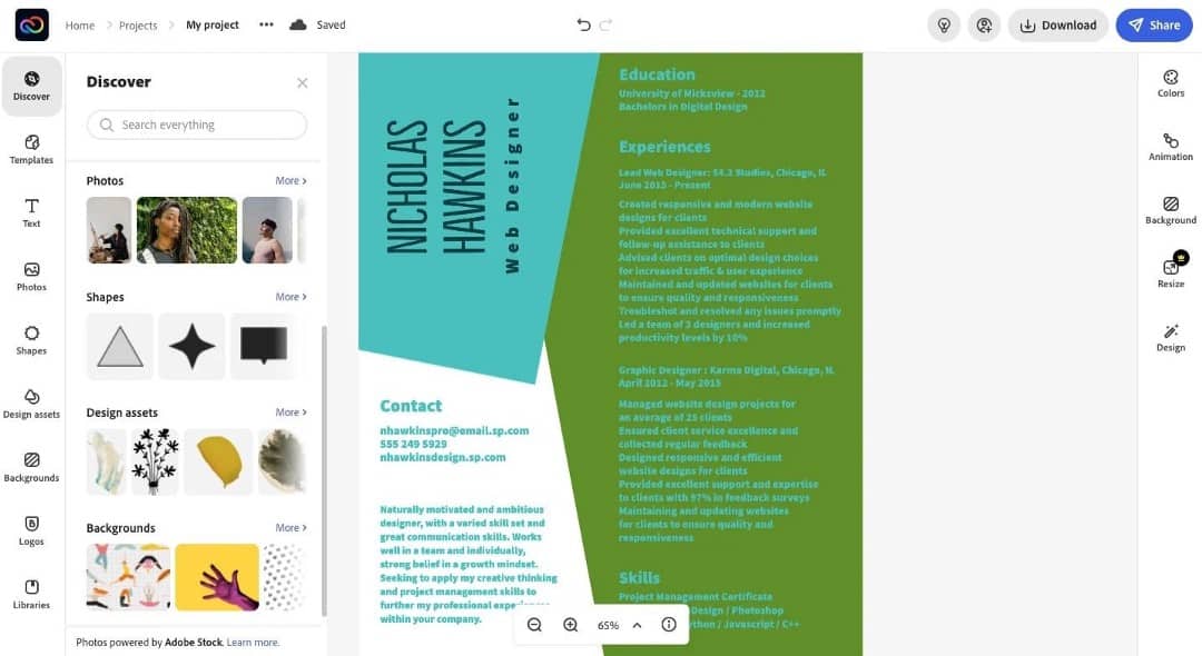 صورة لـ كيفية إنشاء سيرة ذاتية باستخدام Adobe Express في خطوات سهلة | 1mSEhwGZd-FGNFO9XeSgc_Q-DzTechs