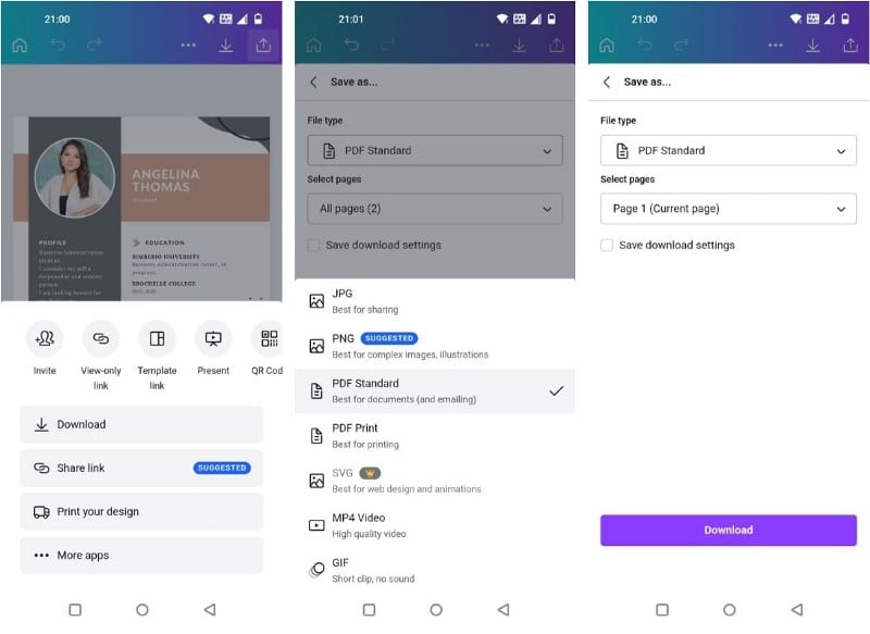 صورة لـ كيفية إنشاء سيرة ذاتية باستخدام تطبيق Canva على الهاتف المحمول | 1hjAgYCvMVeMt29ngmyxsnA-DzTechs
