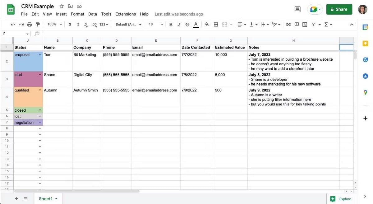 صورة لـ كيفية إنشاء CRM بسيط في “جداول بيانات Google” | 1HIf3-f8aSzkcCFA_7PH8zw-DzTechs