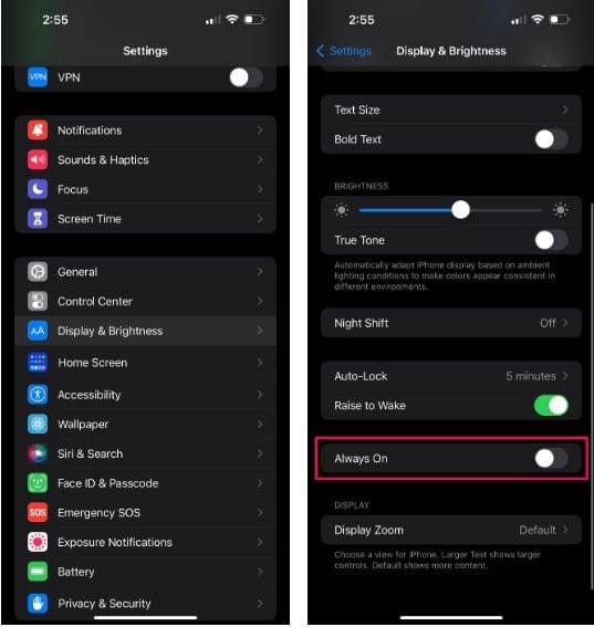 صورة لـ كيفية تعطيل ميزة “الشاشة دائمة التشغيل” على الـ iPhone 14 Pro | 1_B9bD0d4cDyMeRFWC4OE6A-DzTechs