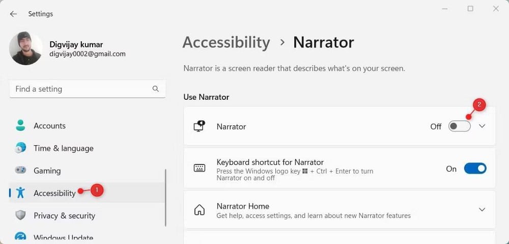 صورة لـ كيفية بدء تشغيل الراوي في Windows 11 | 1SZnRSj_l96XwroD4DK-c5g-DzTechs