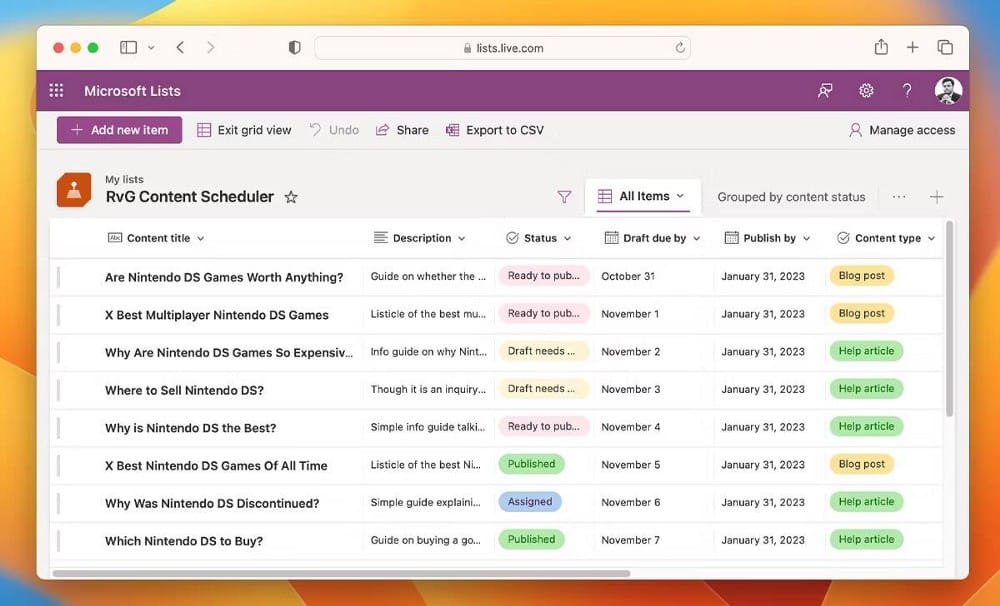 صورة لـ طرق لتنظيم سير عملك باستخدام Microsoft Lists | 1v5P8ZbWY3NRUb1OhO_x1Bg-DzTechs