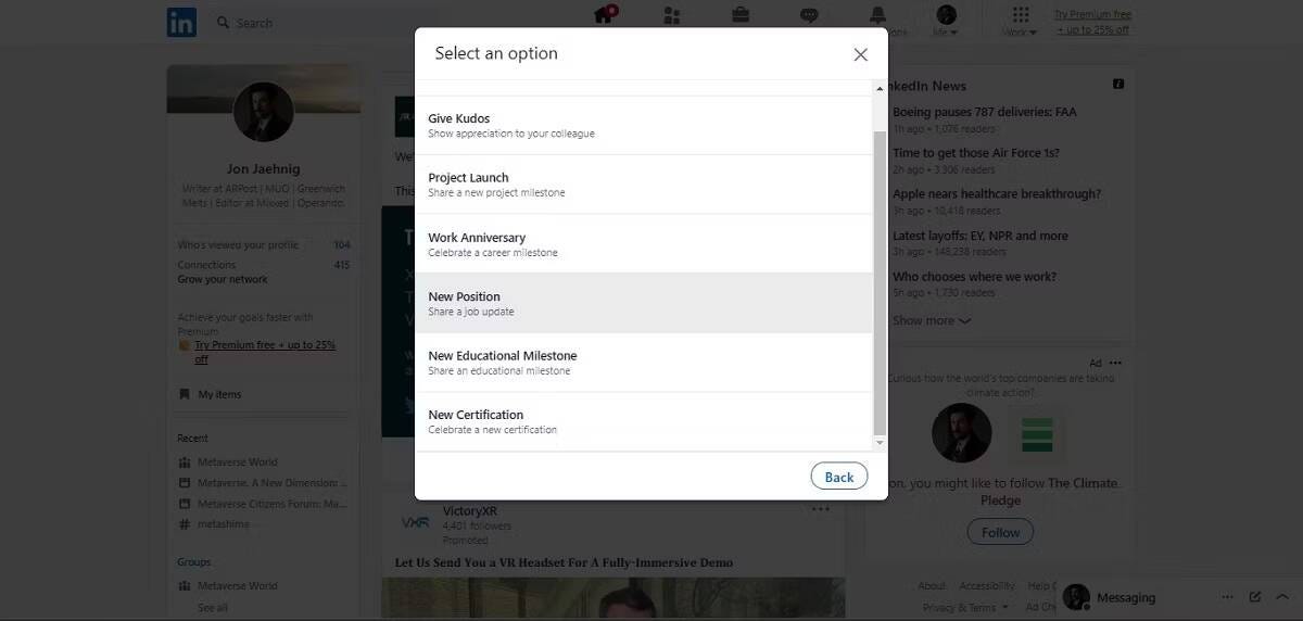 صورة لـ كيفية مشاركة وظيفة جديدة لك على LinkedIn | 1nee_QmPHp3rmhsT42XAkaQ-DzTechs