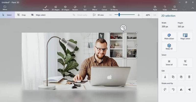 صورة لـ كيفية تعتيم جزء من صورة في Paint 3D باستخدام أداة التحديد | 1X2WDzfYPBqX88aFFPEhwZg-DzTechs