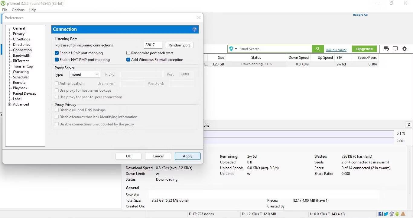 صورة لـ كيفية إصلاح تطبيق uTorrent لا يقوم بتنزيل الملفات أو عالق عند الاتصال على Windows | 17bJy1jqk5sNeb-c0I4sB5Q-DzTechs