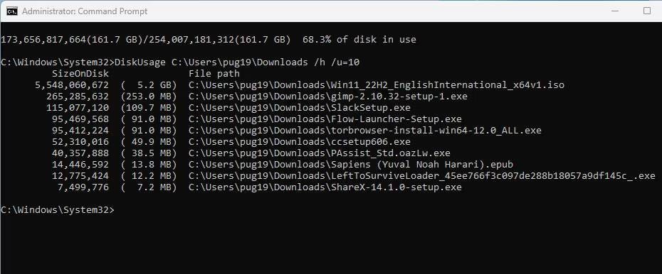 صورة لـ كيفية استخدام الأمر DiskUsage لتحليل السعة التخزينية على Windows | 1ittV71ovrwNjwMaIFBeglA-DzTechs